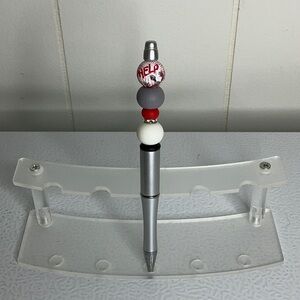 Silver and Red Decorative Pen Holder